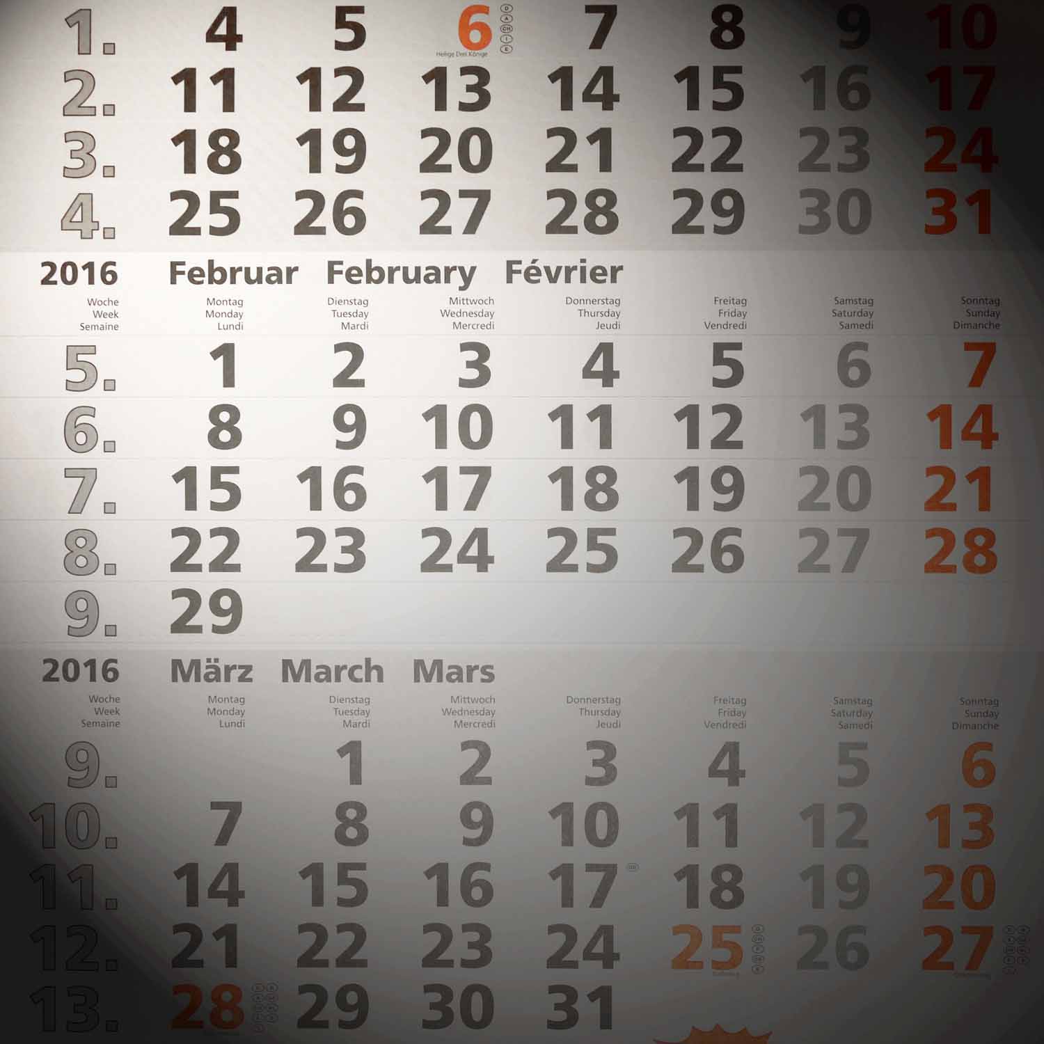 Kalender Mieten, zusätzlich eine Woche